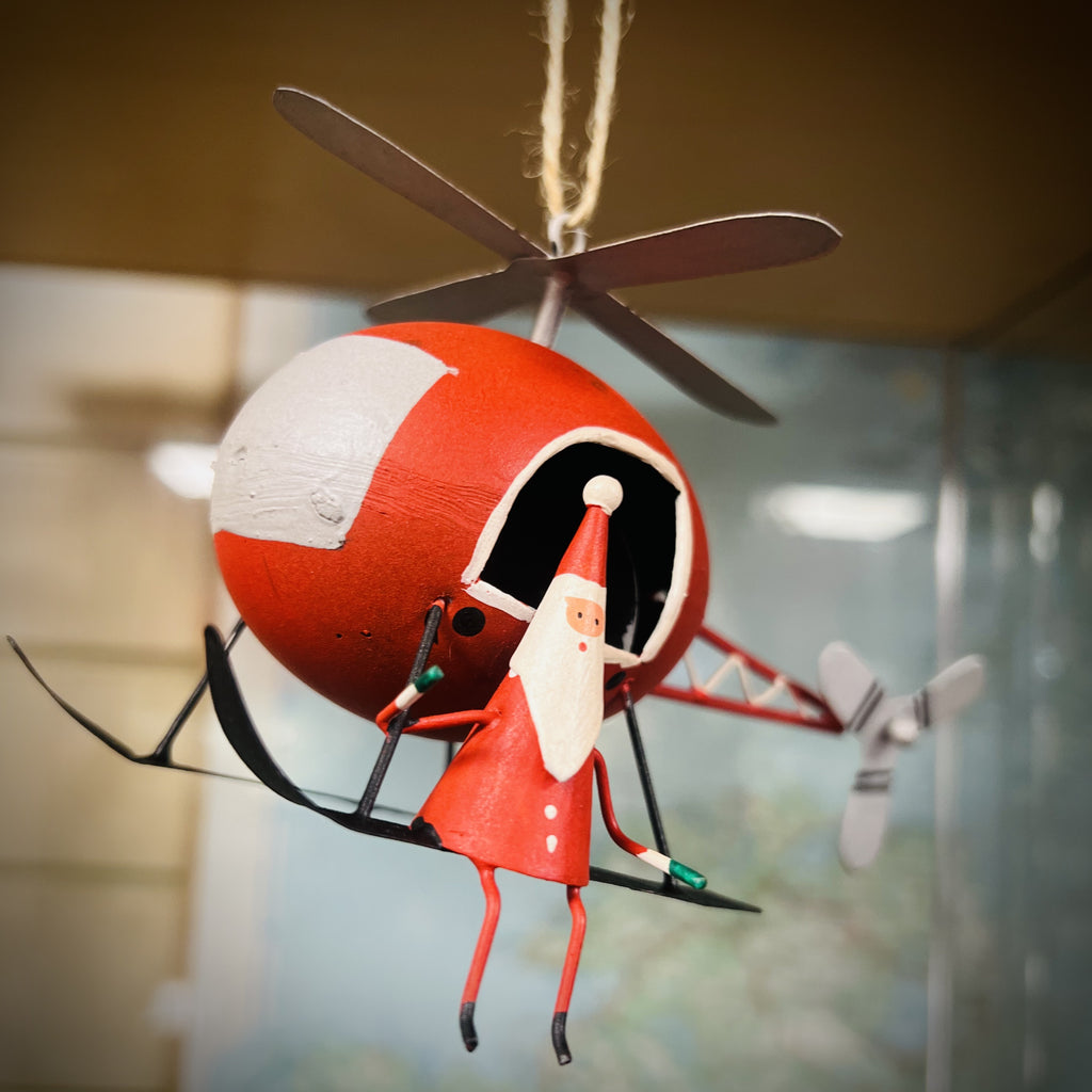 Helicopter Santa Christmas Decoration