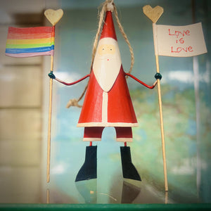 Love is Love Rainbow Flag Santa Decoration