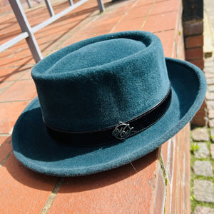 Dark Teal Fur Felt Pork Pie Hat