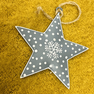 Grey and White Star With Snowflake Centre