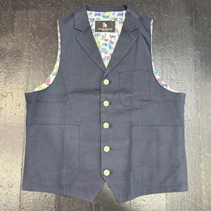 Navy Linen Waistcoat by  Spitalfields 42R