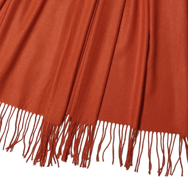 Soft Plain Cashmere Tassel Scarf