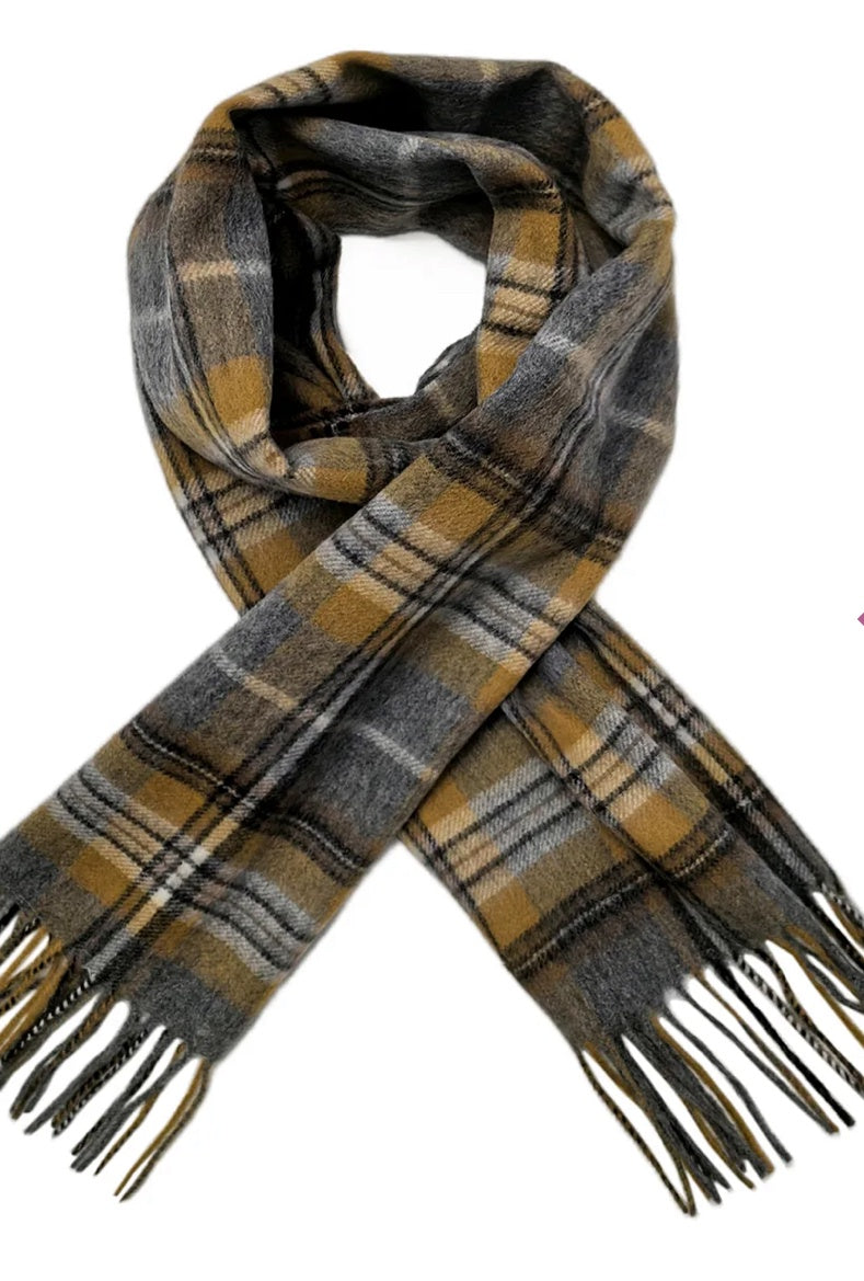 Multi Check Print Wool Scarf