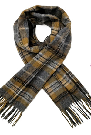 Multi Check Print Wool Scarf