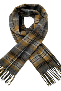 Multi Check Print Wool Scarf