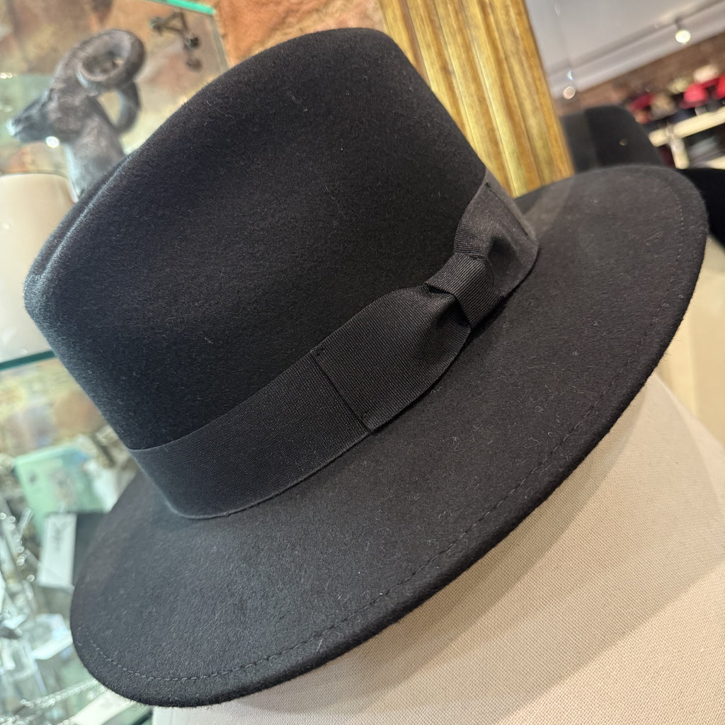 Grant Black Boston Wool Fedorra Hat
