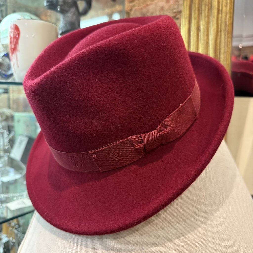 Classic Clarke Burgundy Wool Trilby Hat