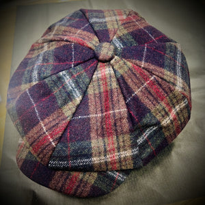 Twiggy Check Carnaby Baker Boy Cap (Burgundy)