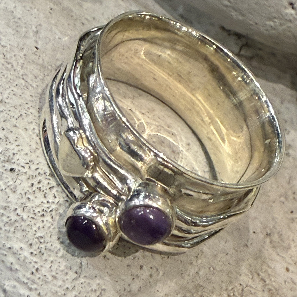 925 Silver Spinning Amethyst Ring