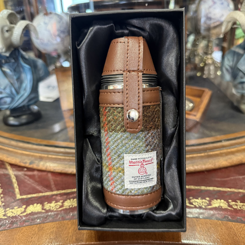 Harris Tweed Drinks Flask With Four Cups