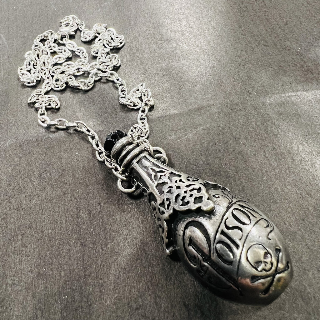 Pewter Lucretia’s Fix Bottle Pendant Necklace