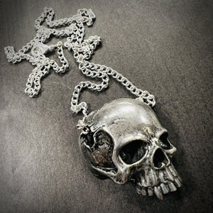 Pewter Skull Pendant Necklace