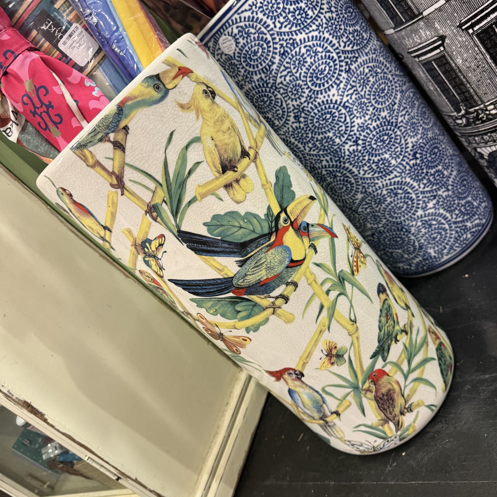 Ceramic Umbrella Stand Birds 'n Butterlies