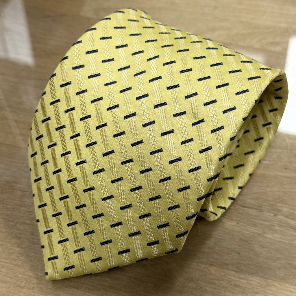 Silk Tie - Yellow/Navy Baijian
