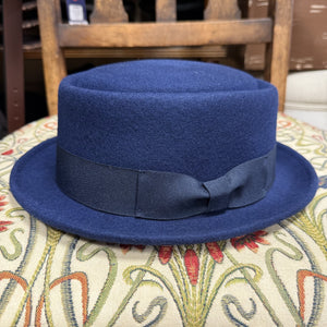 Terry Gibbs Navy Wool Pork Pie Hat