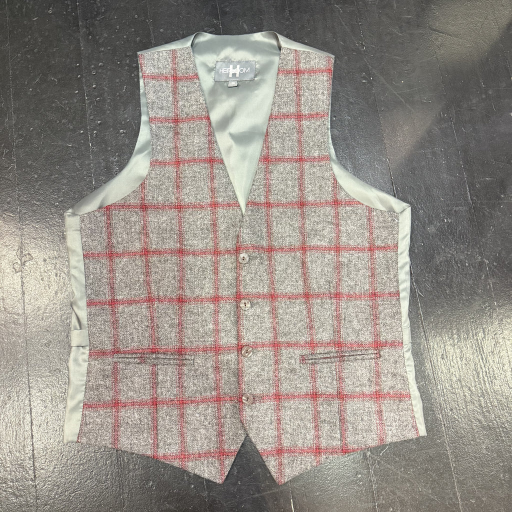 Waistcoat - Grey/Red Windowpane Check 38R