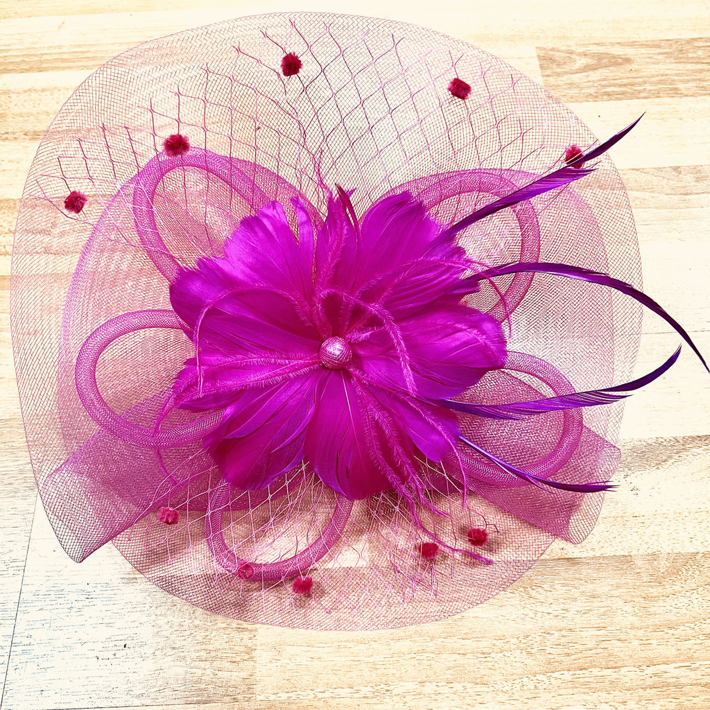 Racheal Netted Feather Flower Fascinator