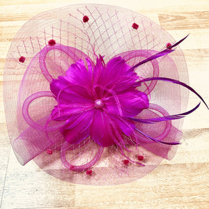 Racheal Netted Feather Flower Fascinator