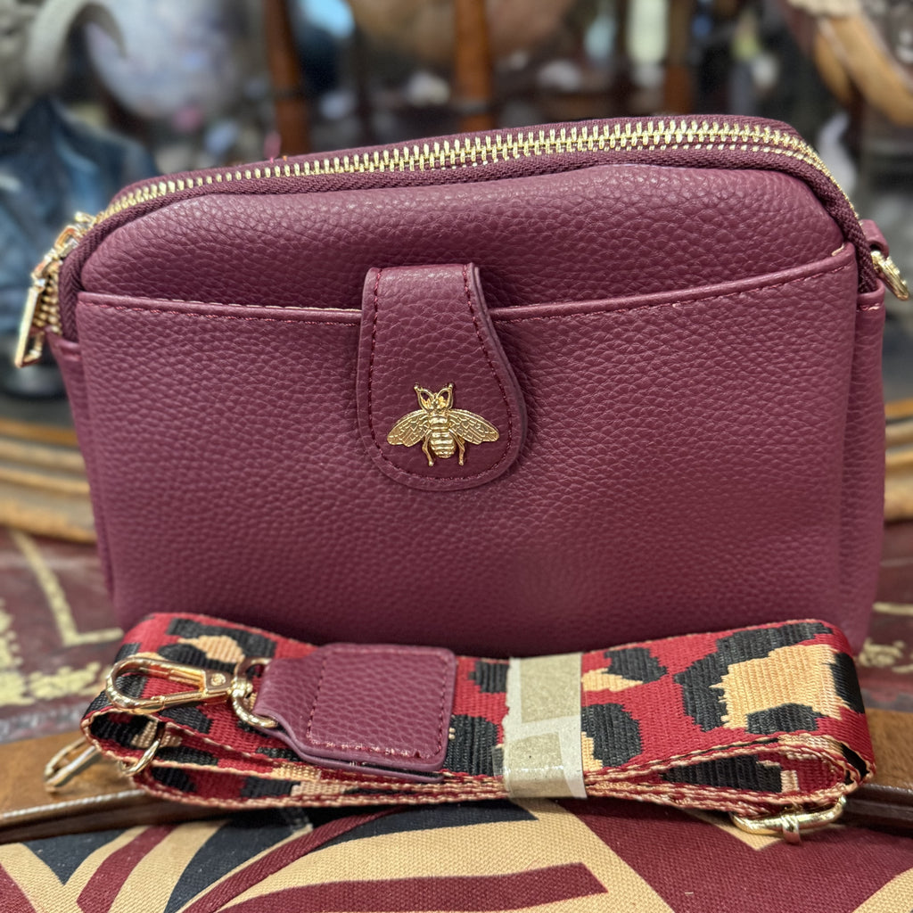 Double Zip Lucinda Bag With Bee Emblem
