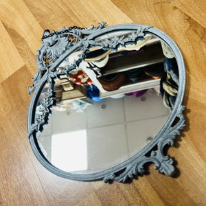 Decorative Grey Metal Wall Mirror With Swags