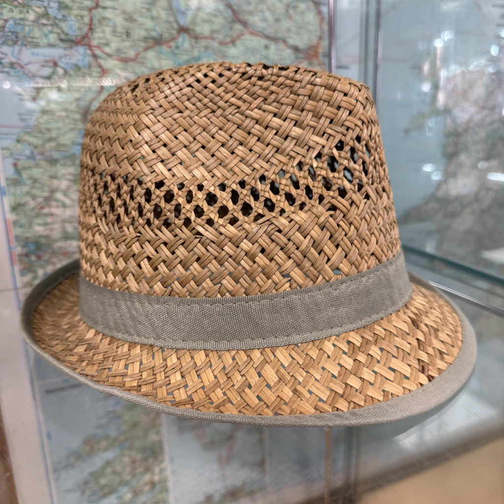 Woven Summer Hat with Olive Trim