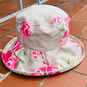 Flower Print Cotton Cloche Hat