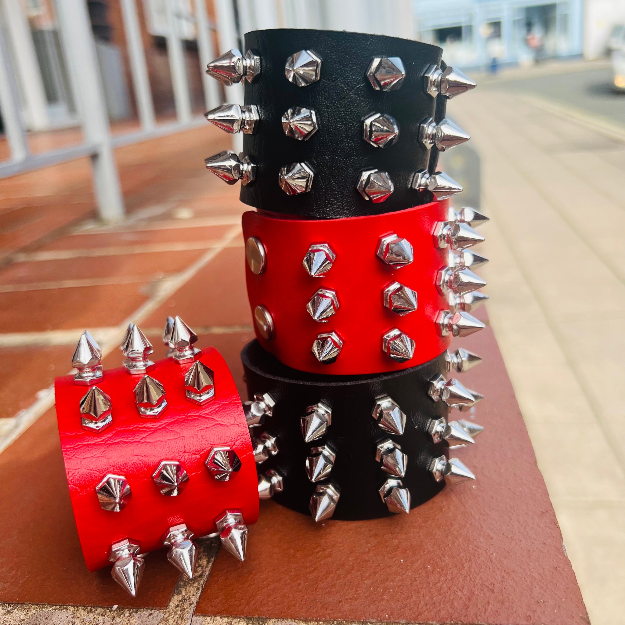 Wrist Cuff With 21 Riveted Spikes