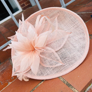A Sinamay Disc Fascinator Feathers & Flowers