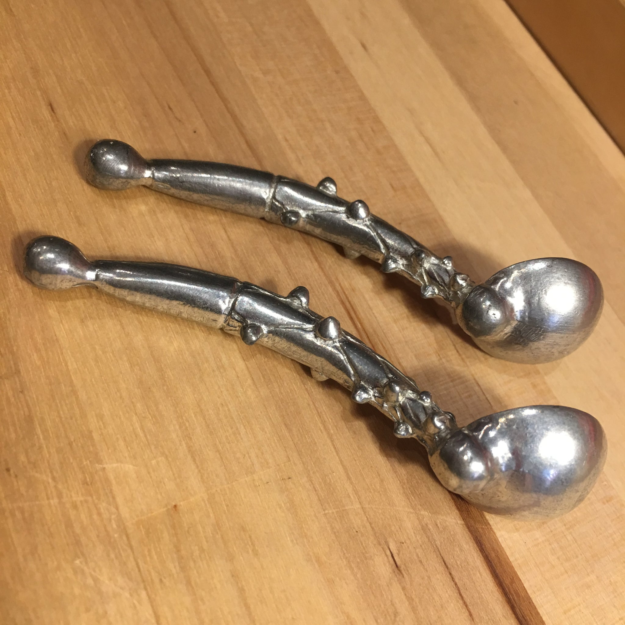 Pair of Pewter Salt Spoons
