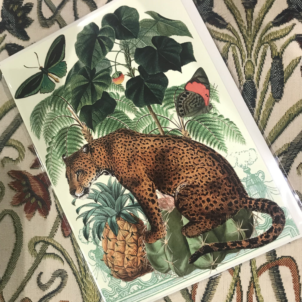 Card the leopard and the pineapple