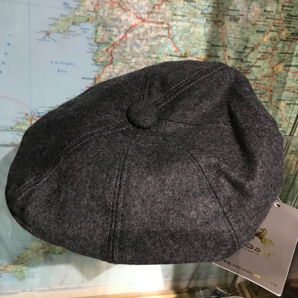 Grey Wool Baker Boy Cap - M