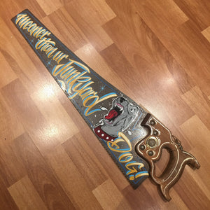 Vintage Hand Painted Saw - Meaner...