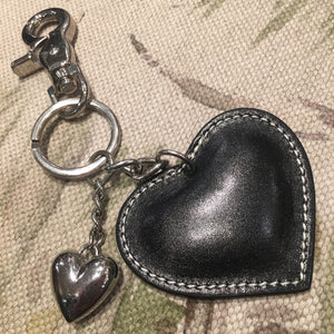 Leather Heart Bag Charm or Key Ring