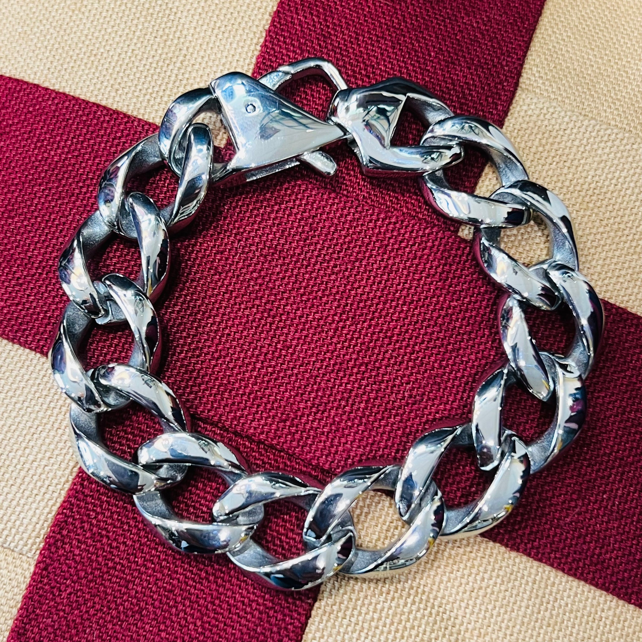 Stainless Steel Wide Large Link Bracelet