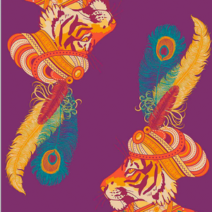 Maharaja Tiger Printed Fringed Scarf