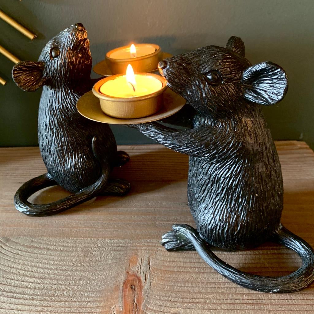Pair of mice candleholders
