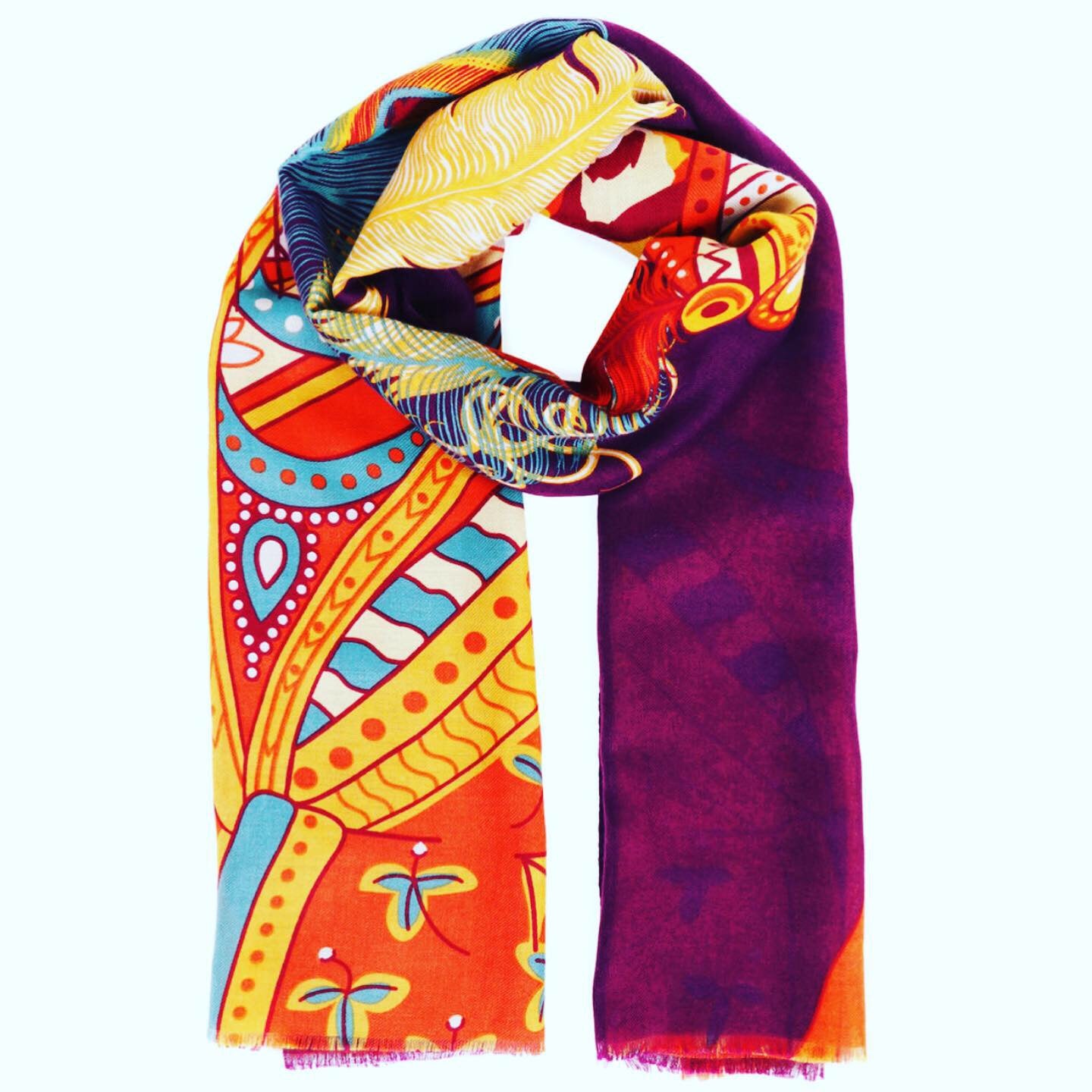 Maharaja Tiger Printed Fringed Scarf