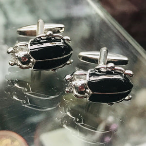 black scarab beetle cufflinks