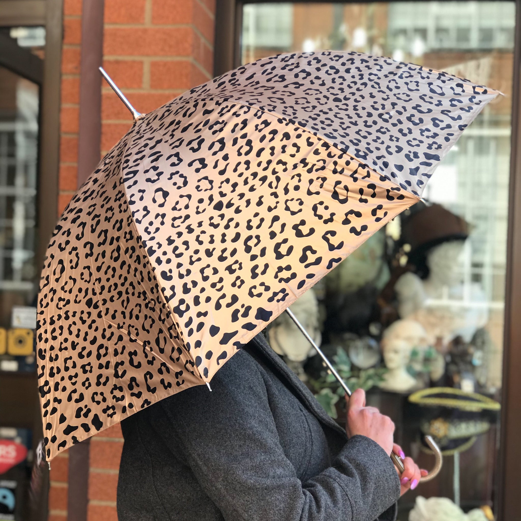 Domed animal print umbrella