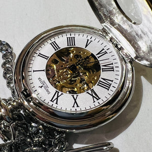 Patterned Steel Half Hunter Mechanical Watch