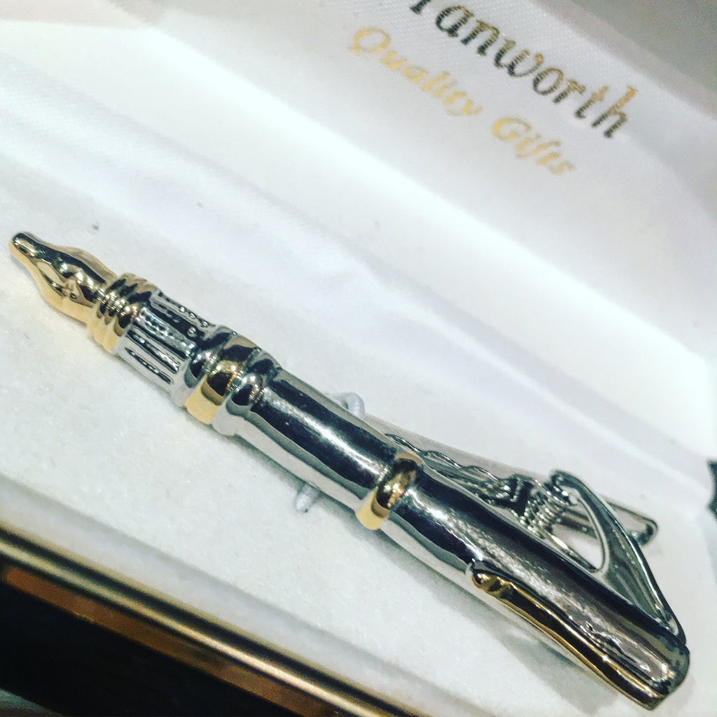 Pen Rhodium & Gold plated Tie Clip