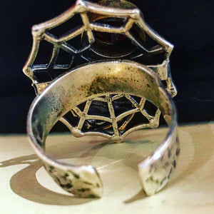 Spider and web silver ring