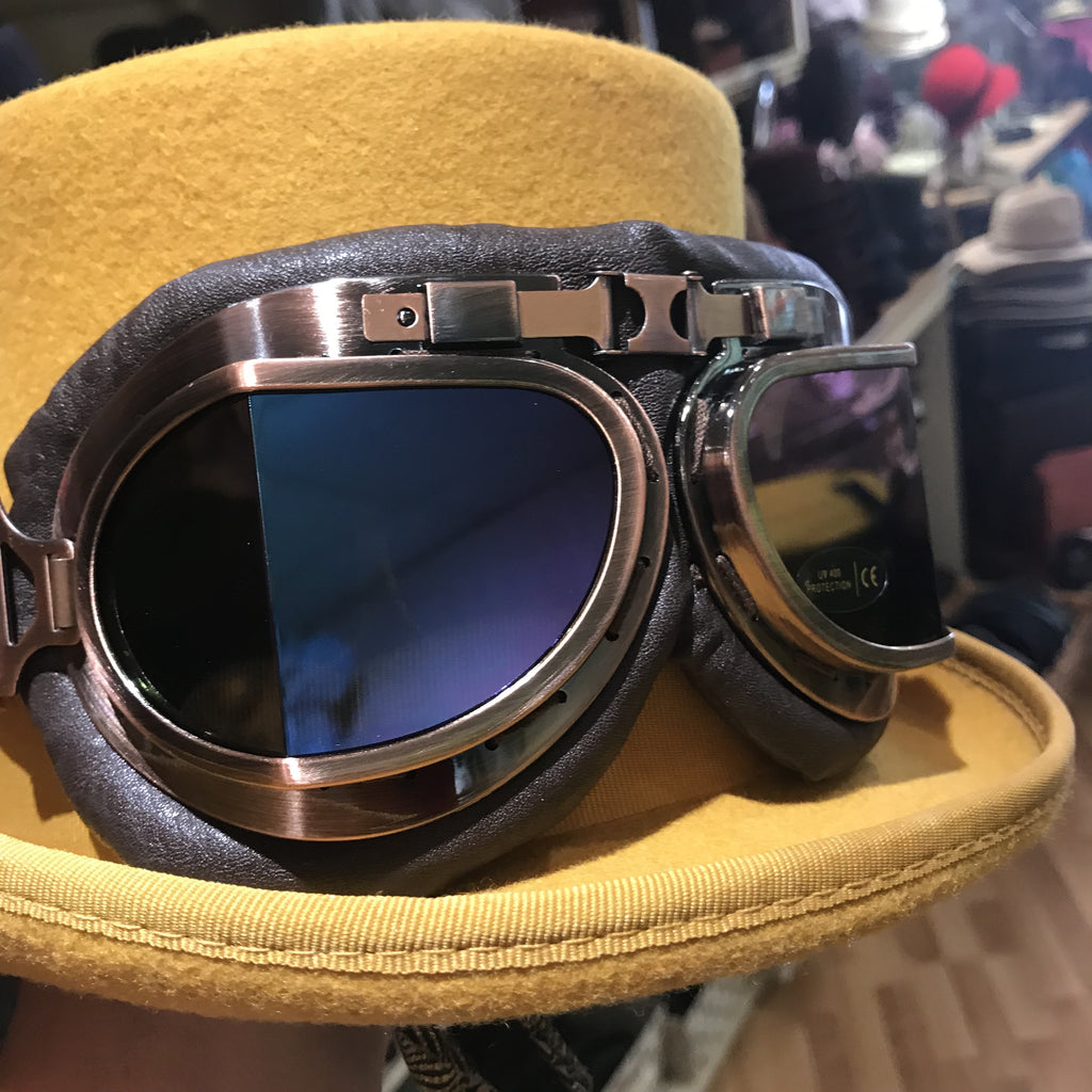 Bronze Goggles - iridescent angled lens