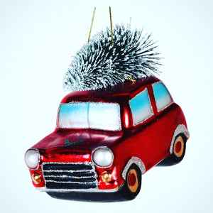 Glass mini with Christmas tree decoration 