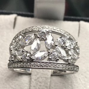 925 Silver Marquise & Solitaire CZ Ring