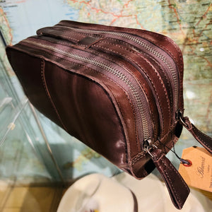 Leather Wash Bag with Carry Handle