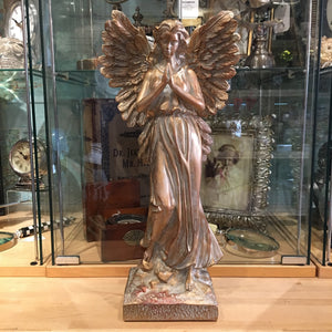 Gold Figure of Praying Christmas Angel on Stand