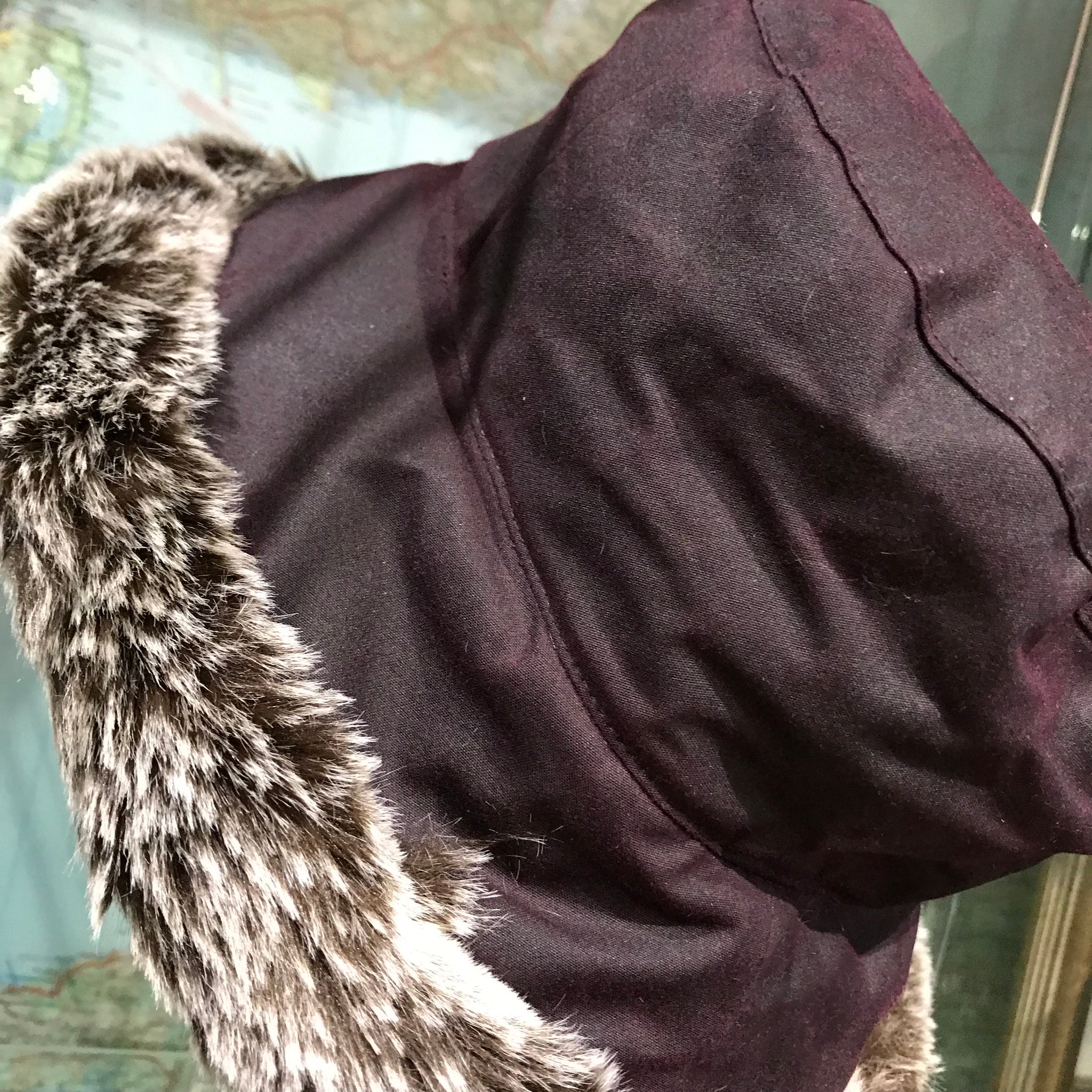 Wax Cloche Fur Trimmed Hay