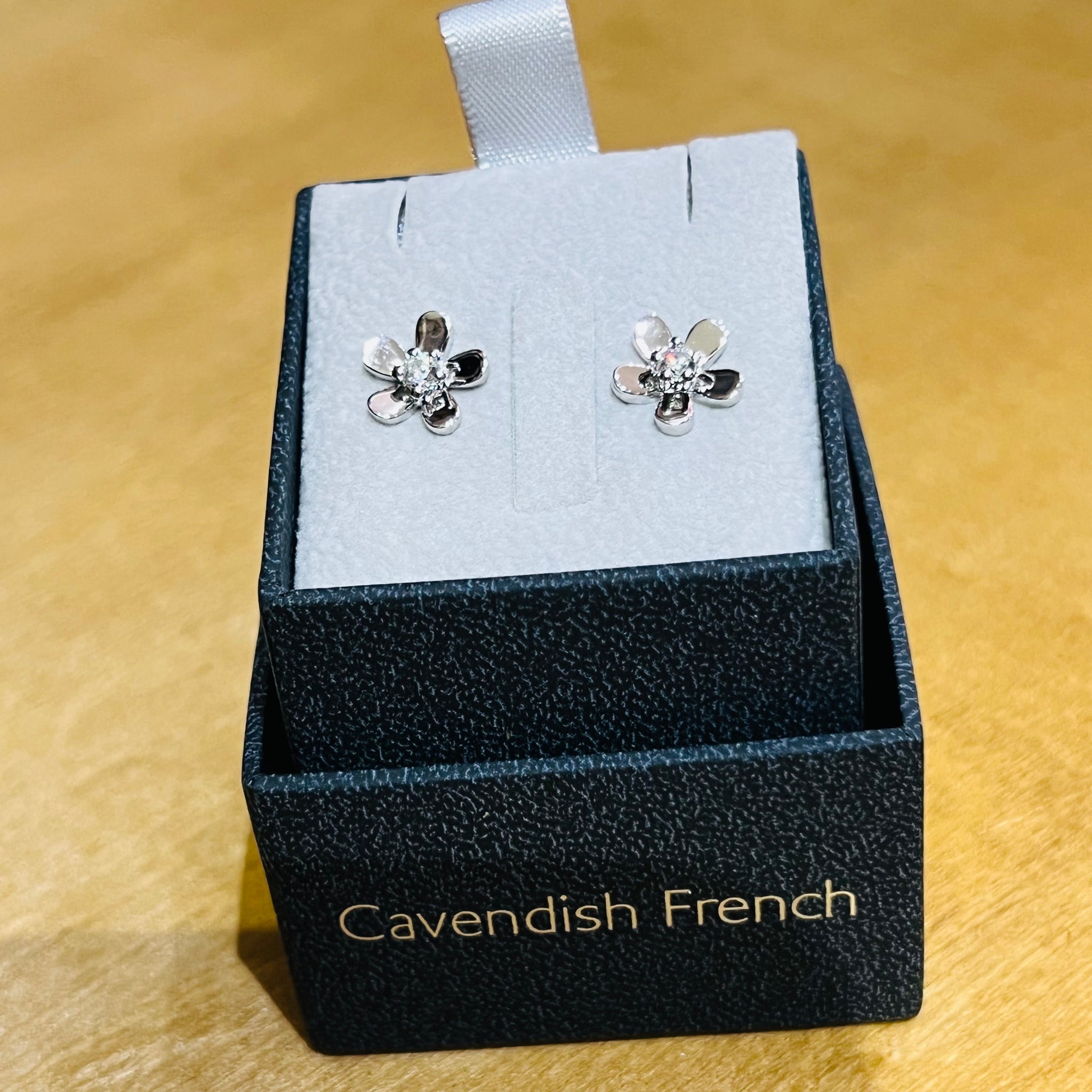 925 Sterling Silver Flower with CZ Centre Studs