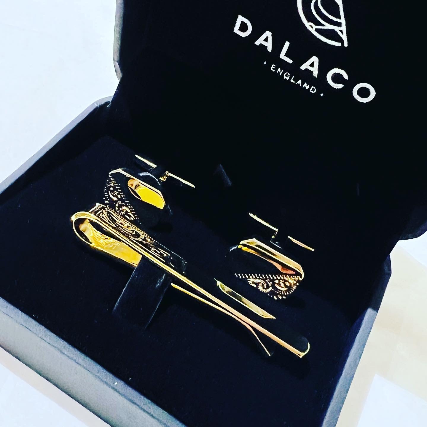 Gold Plated Cufflink and Tie Slide Set